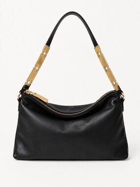 Banana Republic Black Leather Shoulder Bag Gold Hardware Y2K Purse